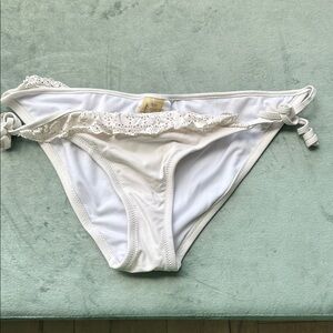 BCBG White Bikini Bottom with Eyelet Ruffle